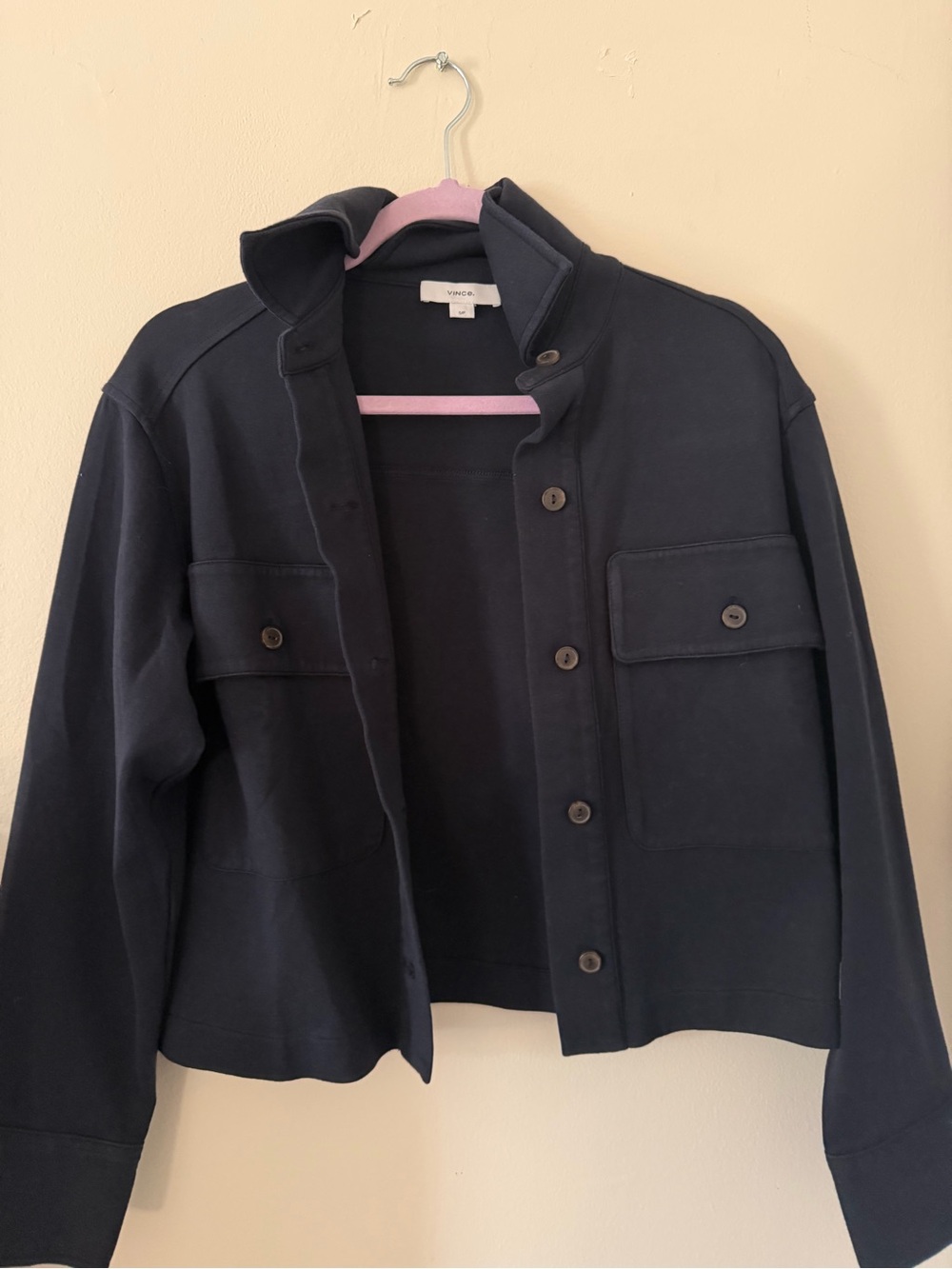 Vince Dark Navy Double-Face Cropped Jacket